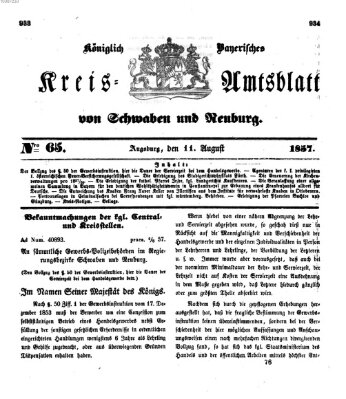 Königlich Bayerisches Kreis-Amtsblatt von Schwaben und Neuburg Dienstag 11. August 1857