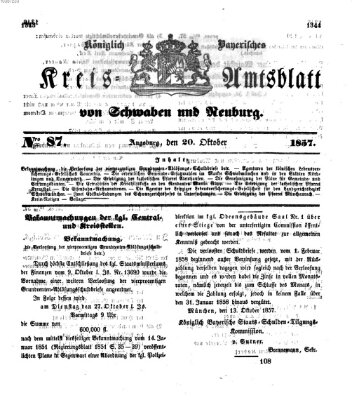 Königlich Bayerisches Kreis-Amtsblatt von Schwaben und Neuburg Dienstag 20. Oktober 1857