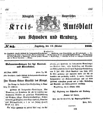 Königlich Bayerisches Kreis-Amtsblatt von Schwaben und Neuburg Dienstag 12. Oktober 1858