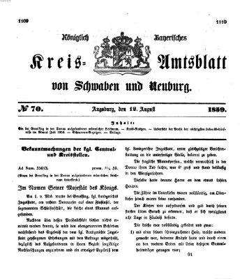 Königlich Bayerisches Kreis-Amtsblatt von Schwaben und Neuburg Freitag 12. August 1859