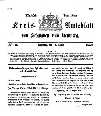 Königlich Bayerisches Kreis-Amtsblatt von Schwaben und Neuburg Donnerstag 18. August 1859