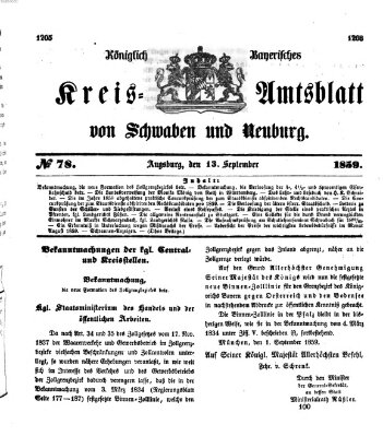 Königlich Bayerisches Kreis-Amtsblatt von Schwaben und Neuburg Dienstag 13. September 1859
