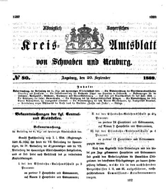 Königlich Bayerisches Kreis-Amtsblatt von Schwaben und Neuburg Dienstag 20. September 1859