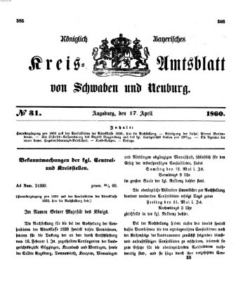 Königlich Bayerisches Kreis-Amtsblatt von Schwaben und Neuburg Dienstag 17. April 1860