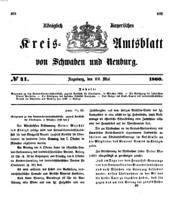 Königlich Bayerisches Kreis-Amtsblatt von Schwaben und Neuburg Dienstag 22. Mai 1860