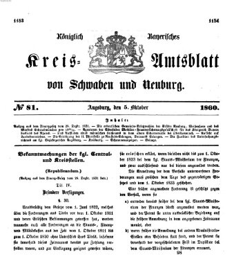 Königlich Bayerisches Kreis-Amtsblatt von Schwaben und Neuburg Freitag 5. Oktober 1860