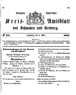 Königlich Bayerisches Kreis-Amtsblatt von Schwaben und Neuburg Dienstag 4. März 1862