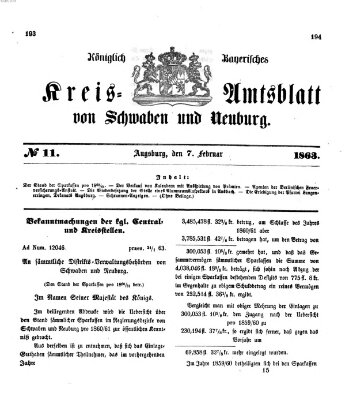 Königlich Bayerisches Kreis-Amtsblatt von Schwaben und Neuburg Samstag 7. Februar 1863
