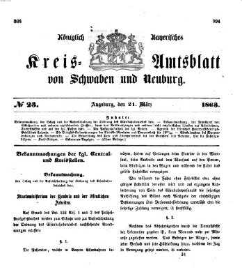 Königlich Bayerisches Kreis-Amtsblatt von Schwaben und Neuburg Samstag 21. März 1863