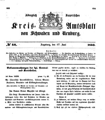 Königlich Bayerisches Kreis-Amtsblatt von Schwaben und Neuburg Mittwoch 17. Juni 1863