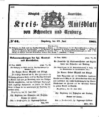 Königlich Bayerisches Kreis-Amtsblatt von Schwaben und Neuburg Mittwoch 29. Juni 1864