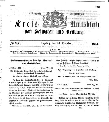 Königlich Bayerisches Kreis-Amtsblatt von Schwaben und Neuburg Samstag 26. November 1864