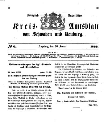 Königlich Bayerisches Kreis-Amtsblatt von Schwaben und Neuburg Samstag 20. Januar 1866