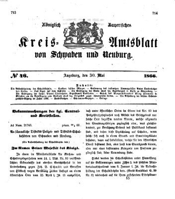 Königlich Bayerisches Kreis-Amtsblatt von Schwaben und Neuburg Mittwoch 30. Mai 1866