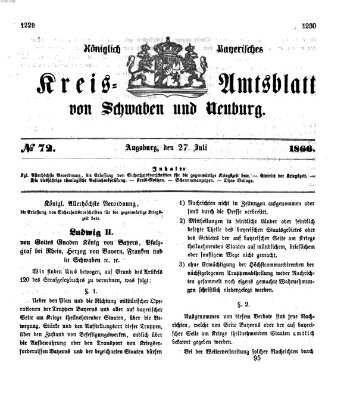 Königlich Bayerisches Kreis-Amtsblatt von Schwaben und Neuburg Freitag 27. Juli 1866