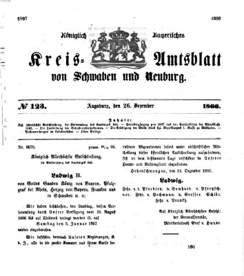 Königlich Bayerisches Kreis-Amtsblatt von Schwaben und Neuburg Mittwoch 26. Dezember 1866
