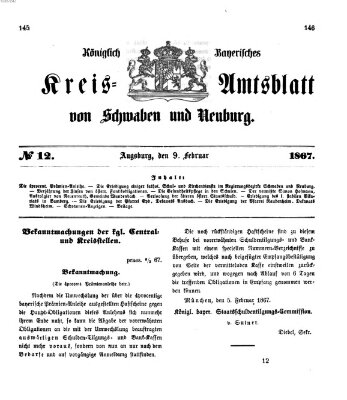 Königlich Bayerisches Kreis-Amtsblatt von Schwaben und Neuburg Samstag 9. Februar 1867