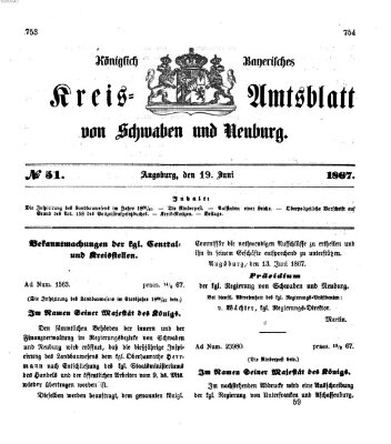 Königlich Bayerisches Kreis-Amtsblatt von Schwaben und Neuburg Mittwoch 19. Juni 1867