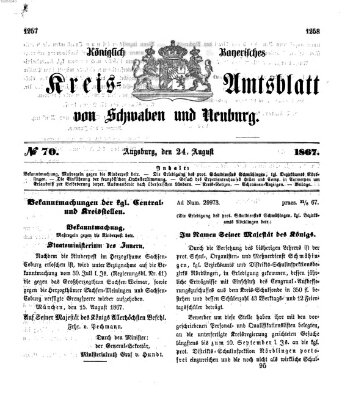 Königlich Bayerisches Kreis-Amtsblatt von Schwaben und Neuburg Samstag 24. August 1867