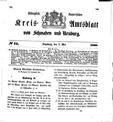 Königlich Bayerisches Kreis-Amtsblatt von Schwaben und Neuburg Samstag 9. Mai 1868