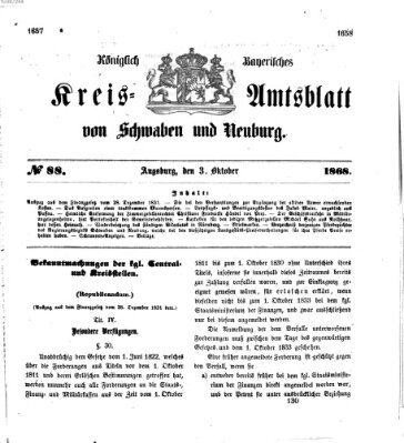 Königlich Bayerisches Kreis-Amtsblatt von Schwaben und Neuburg Samstag 3. Oktober 1868