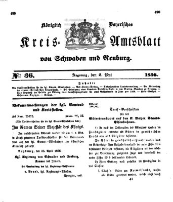 Königlich Bayerisches Kreis-Amtsblatt von Schwaben und Neuburg Freitag 2. Mai 1856