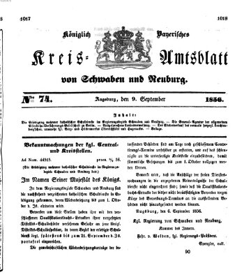 Königlich Bayerisches Kreis-Amtsblatt von Schwaben und Neuburg Dienstag 9. September 1856