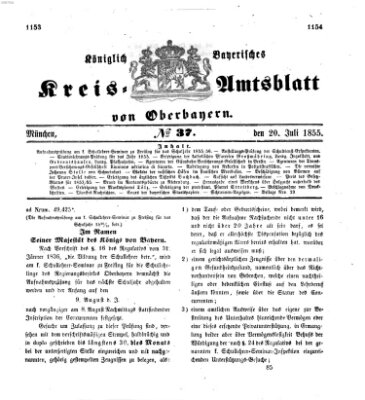 Königlich-bayerisches Kreis-Amtsblatt von Oberbayern (Münchner Intelligenzblatt) Freitag 20. Juli 1855