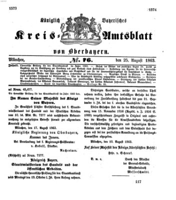 Königlich-bayerisches Kreis-Amtsblatt von Oberbayern (Münchner Intelligenzblatt) Dienstag 25. August 1863