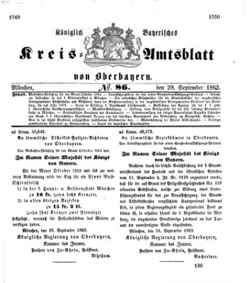 Königlich-bayerisches Kreis-Amtsblatt von Oberbayern (Münchner Intelligenzblatt) Dienstag 29. September 1863