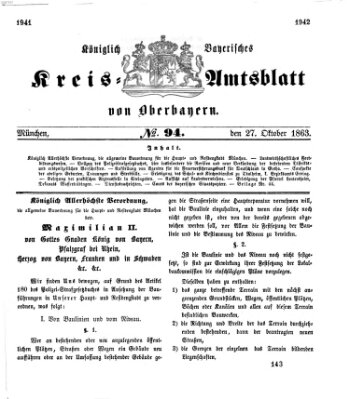Königlich-bayerisches Kreis-Amtsblatt von Oberbayern (Münchner Intelligenzblatt) Dienstag 27. Oktober 1863
