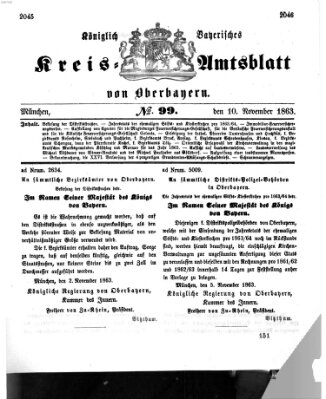 Königlich-bayerisches Kreis-Amtsblatt von Oberbayern (Münchner Intelligenzblatt) Dienstag 10. November 1863