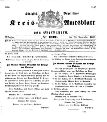 Königlich-bayerisches Kreis-Amtsblatt von Oberbayern (Münchner Intelligenzblatt) Freitag 20. November 1863