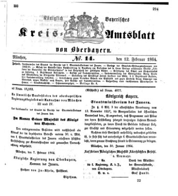 Königlich-bayerisches Kreis-Amtsblatt von Oberbayern (Münchner Intelligenzblatt) Freitag 12. Februar 1864