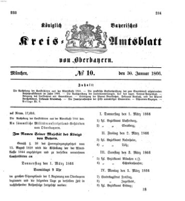Königlich-bayerisches Kreis-Amtsblatt von Oberbayern (Münchner Intelligenzblatt) Dienstag 30. Januar 1866