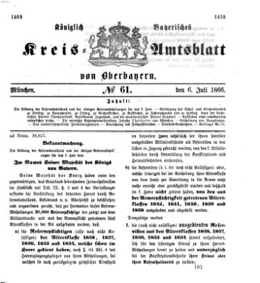 Königlich-bayerisches Kreis-Amtsblatt von Oberbayern (Münchner Intelligenzblatt) Freitag 6. Juli 1866