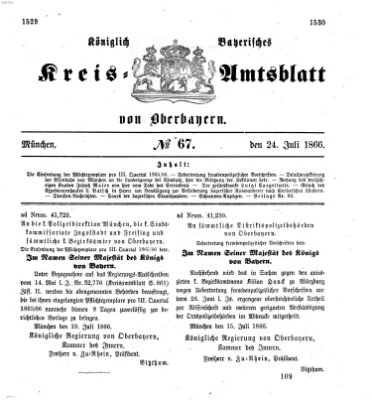 Königlich-bayerisches Kreis-Amtsblatt von Oberbayern (Münchner Intelligenzblatt) Dienstag 24. Juli 1866