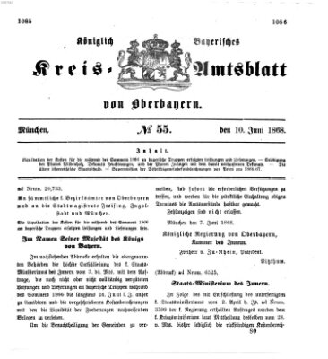Königlich-bayerisches Kreis-Amtsblatt von Oberbayern (Münchner Intelligenzblatt) Mittwoch 10. Juni 1868