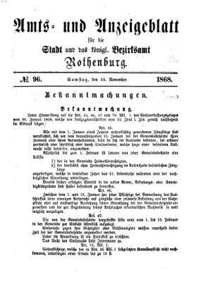 Amts- und Anzeigenblatt für die Stadt und das Königl. Bezirksamt Rothenburg Samstag 28. November 1868