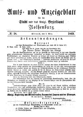 Amts- und Anzeigenblatt für die Stadt und das Königl. Bezirksamt Rothenburg Mittwoch 3. März 1869