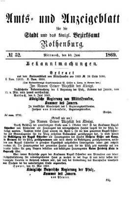 Amts- und Anzeigenblatt für die Stadt und das Königl. Bezirksamt Rothenburg Mittwoch 30. Juni 1869