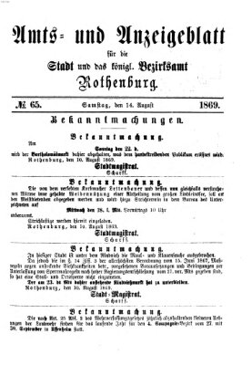 Amts- und Anzeigenblatt für die Stadt und das Königl. Bezirksamt Rothenburg Samstag 14. August 1869