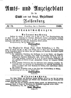 Amts- und Anzeigenblatt für die Stadt und das Königl. Bezirksamt Rothenburg Samstag 4. September 1869