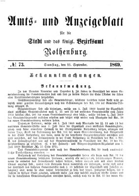 Amts- und Anzeigenblatt für die Stadt und das Königl. Bezirksamt Rothenburg Samstag 11. September 1869