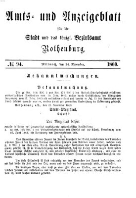 Amts- und Anzeigenblatt für die Stadt und das Königl. Bezirksamt Rothenburg Mittwoch 24. November 1869