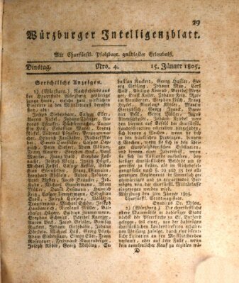 Würzburger Intelligenzblatt Dienstag 15. Januar 1805