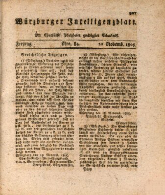 Würzburger Intelligenzblatt Freitag 22. November 1805