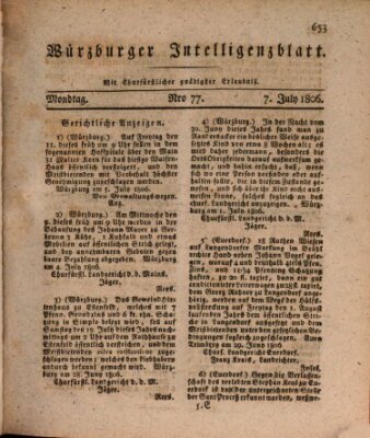 Würzburger Intelligenzblatt Montag 7. Juli 1806