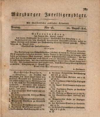 Würzburger Intelligenzblatt Freitag 22. August 1806