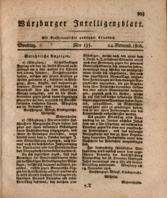Würzburger Intelligenzblatt Montag 24. November 1806